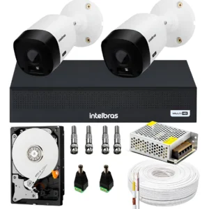Kit CFTV 2 Câmeras Segurança Intelbras HDCVI e DVR MHDX 1104