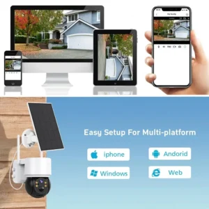 Câmera HD WiFi PTZ Solar Sem Fio Externa Bateria Embutida 360°